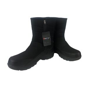 SilentCare Mens Black Waterproof Winter Snow Boots DB6797 Side Zip Size 14 NEW